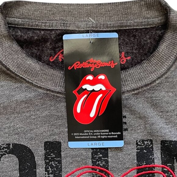 Rolling Stones Sweatshirt Crew Neck Pullover Tongue Logo Grey Size L - Picture 3 of 6
